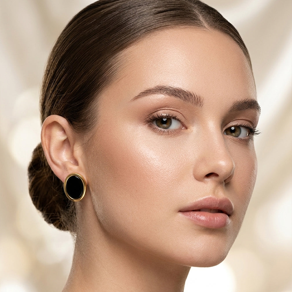 Noir Oval Studs