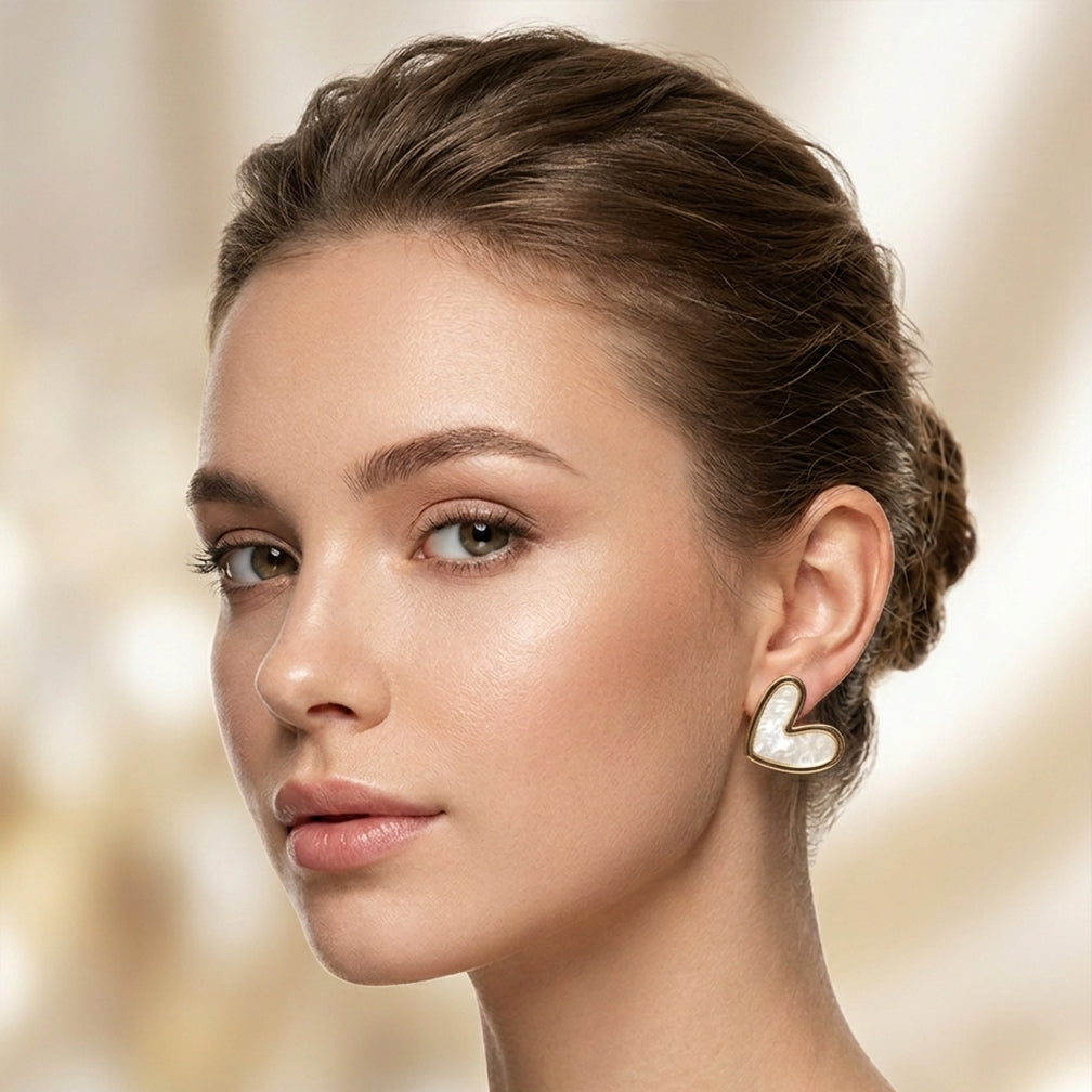 White Heart Studs