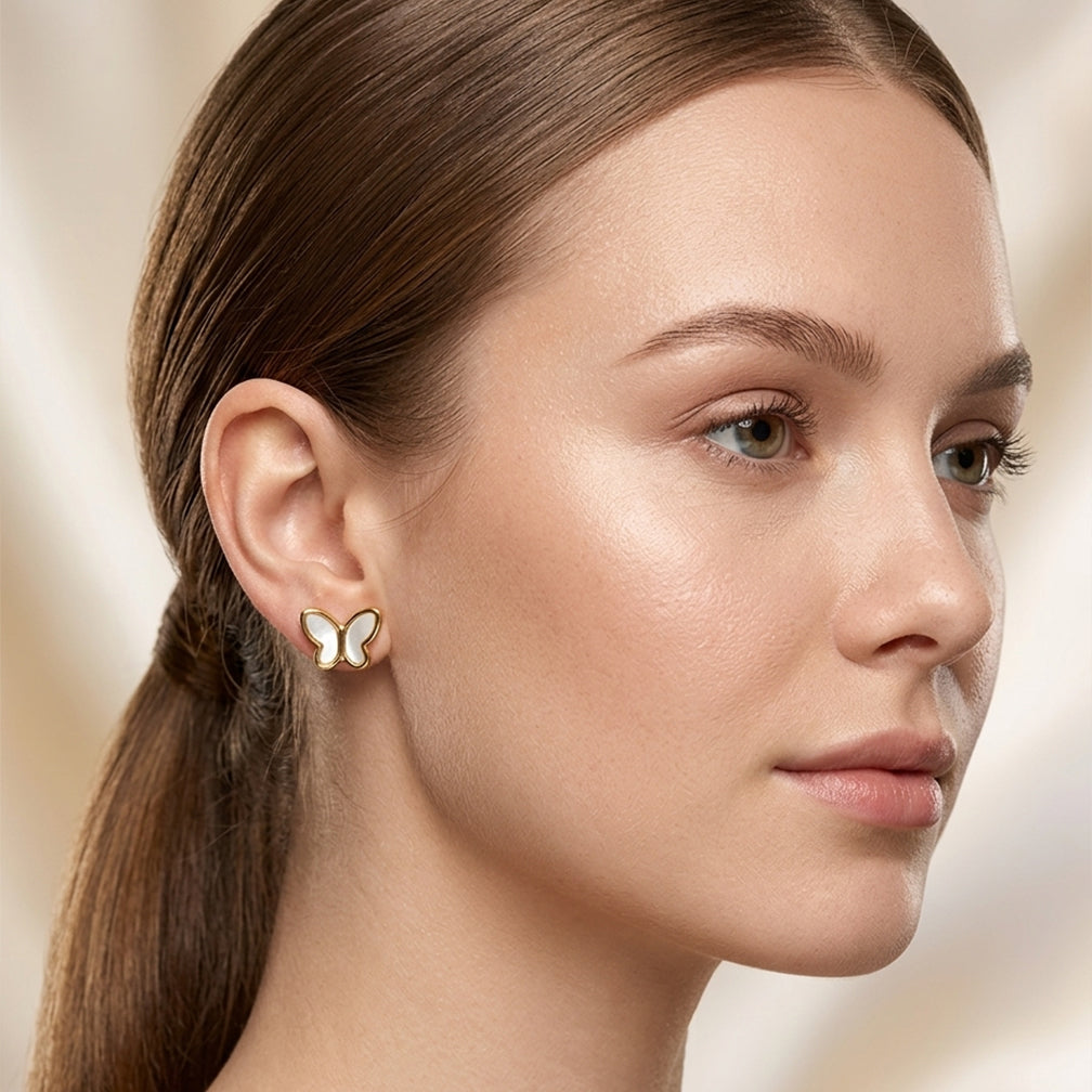 White Butterfly Studs