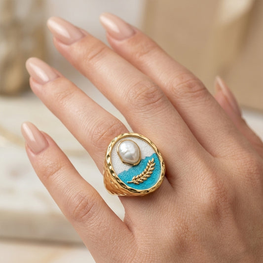 Turquoise Pearl Ring