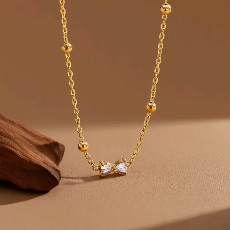 Crystal Bowknot Necklace & Bracelet Set